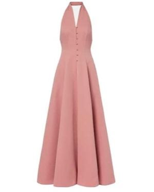 STAUD Stella Halterneck Cotton-Blend Gown - Pink