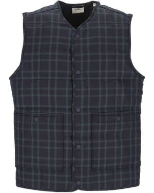 Les Deux Quilted Check Gilet Jacket - Blue