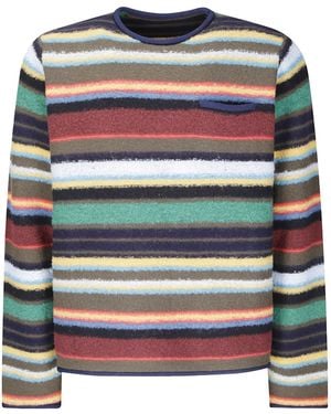 Sacai Striped Mix Knit Sweater - Gray