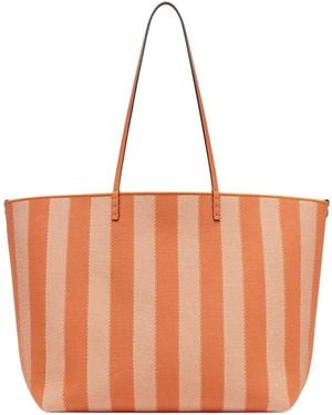 Fendi Roll Striped Large Reversible Tote Bag - Orange
