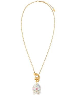 Chloé Chloé Floral-Print Ceramic Pendant Necklace - White