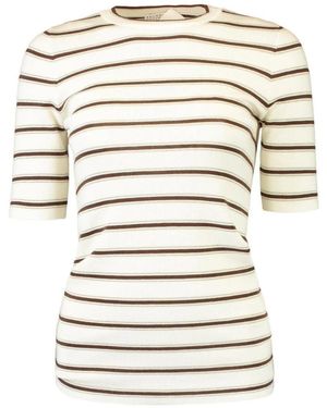 Brunello Cucinelli Striped Short Sleeved Pullover - White