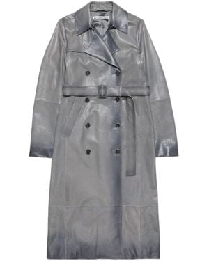 Acne Studios Double-Breasted Leather Coat - Grey