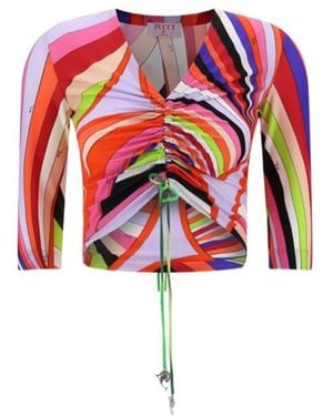 PUCCI Wave-Print Cropped Top - Red