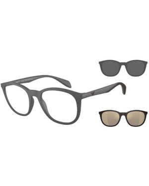 Emporio Armani Round Frame Clip-On Glasses - White