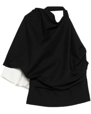 Rohe Draped One-Shoulder Asymmetric Top - Black