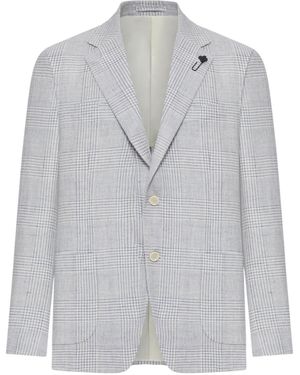 Lardini Plaid-Check Blazer - Grey