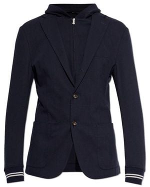 Eleventy Hooded Knit Blazer - Blue