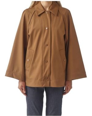 Max Mara Pepli Wide-Sleeve Press-Stud Coat - Brown