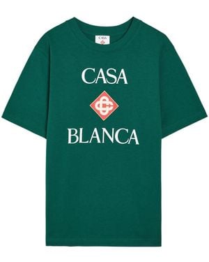 CASABLANCA Logo-Print Cotton T-Shirt - Green