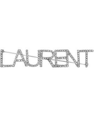 Saint Laurent Logo Brooch - White