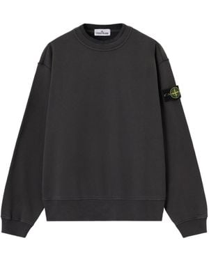 Stone Island Oversized-Fit Crewneck Sweatshirt With Ribbed Trims - Black