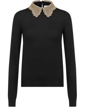 Dior Sweater With Removable Embroidered Collar - Black