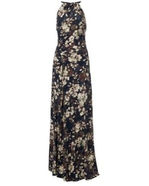 Jonathan Simkhai Cerin Gathered Floral Halterneck Maxi Dress - Black