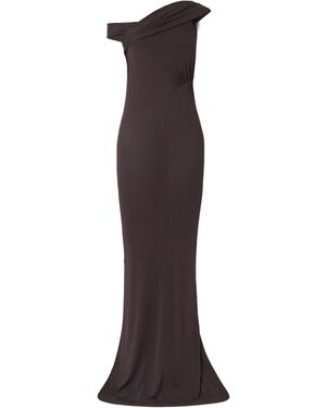 Rick Owens Sahara Asymmetric Panelled Gathered Jersey Gown - Brown