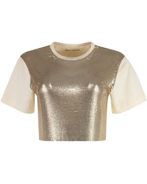 Rabanne Round Collar Short T-Shirt - Natural
