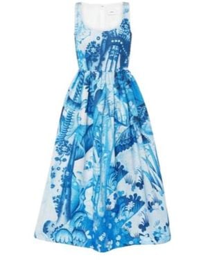 Erdem Printed Cotton-Blend Faille Midi Dress - Blue