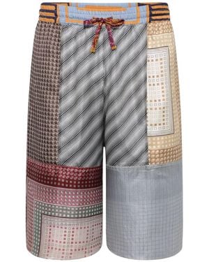 Marine Serre Scarves Drawstring Shorts - Grey
