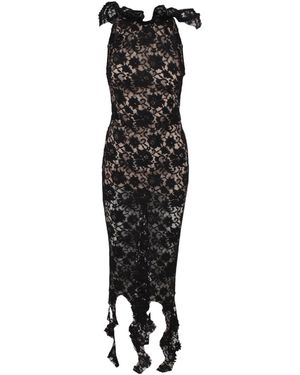 GIUSEPPE DI MORABITO Lace Asymmetric Maxi Dress - Black