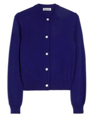 Jil Sander Lightweight Wool Crew-Neck Cardigan - Blue