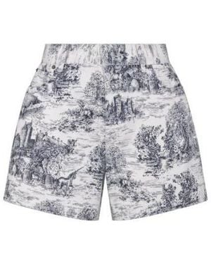 Dior Christian Toile De Jouy Scotland Patterned Shorts - Blue