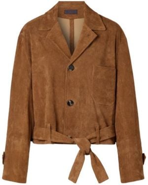 Stouls Belted Cropped Suede Jacket - Brown
