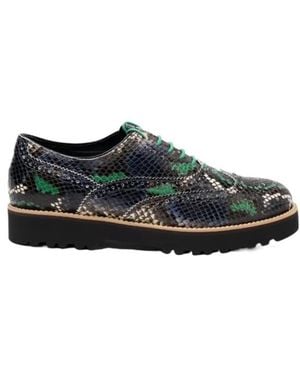 Hogan Snakeskin Platform Brogue Boots - Black