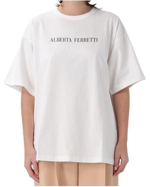 Alberta Ferretti Logo Printed Crewneck T-Shirt - White