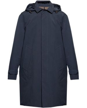 Moncler Larezila Collared Hood Detailed Coat - Blue