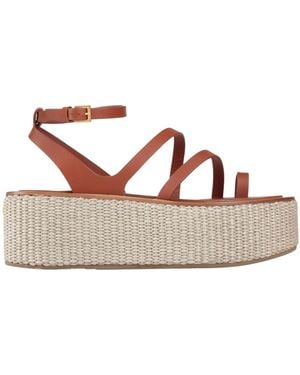 Max Mara Leather Jute Sole Sandals - Brown