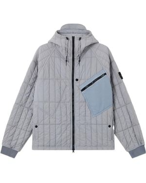 Stone Island Quilted Padded Hooded Jacket With Anti-Drop - Gray