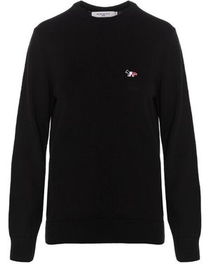 Maison Kitsuné Round-Neck Knitted Pullover - Black