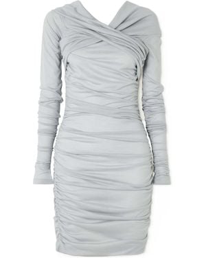 Dolce & Gabbana Draped Wool-Jersey Mini Dress - Gray