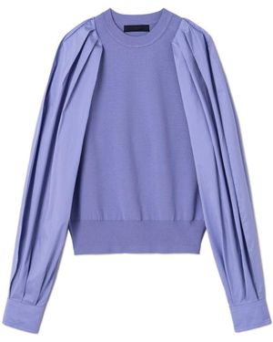 Juun.J Round Neck Bubble Sleeve Sweater - Blue
