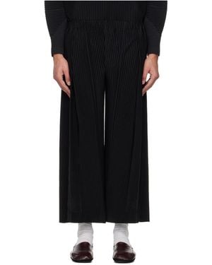 Homme Plissé Issey Miyake Pleated Knit Casual Trousers - Black