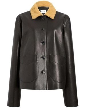 KHAITE Long-Sleeve Leather Jacket - Black