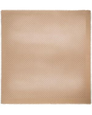 Gucci Gg Wool Silk Lamé Jacquard Shawl - Natural