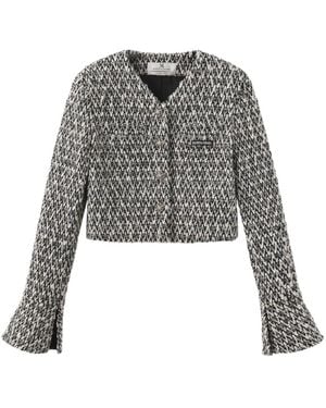 Marissa Chiara V-Neck Casual Jacket - Gray
