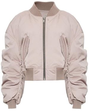Rick Owens Ruched Cropped Bomber Jacket - Brown
