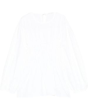 Cecilie Bahnsen Smocked Peplum Top - White