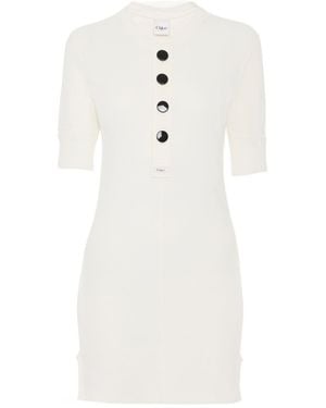 Chloé Chloé Buttoned Mini Knitted Dress - White