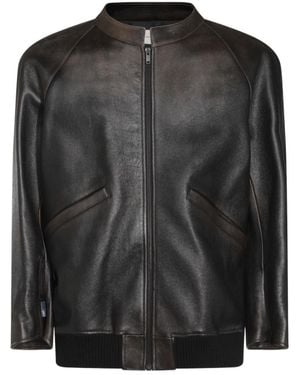 The Row Long-Sleeved Leather Jacket - Black