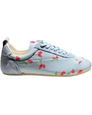 Jil Sander Floral Print Low-Top Sneakers - Blue