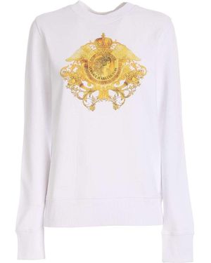 Versace Jeans Couture Round Collar Long Sleeve Sweater - White