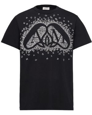 McQueen 'Exploded Charm Cotton T-Shirt - Black