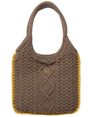 Miu Miu Ivy Wool And Cashmere Bag - Brown