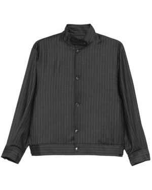 AYA MUSE Pinstriped Bomber Jacket - Black