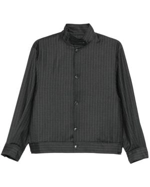 AYA MUSE Pinstriped Bomber Jacket - Black