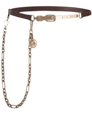 Etro Leather Belt With Chain And Medallion - White
