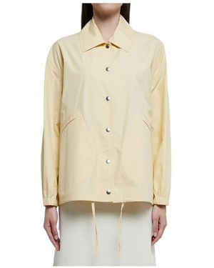 Jil Sander Logo-Printed Drawstring Shirt Jacket - Natural